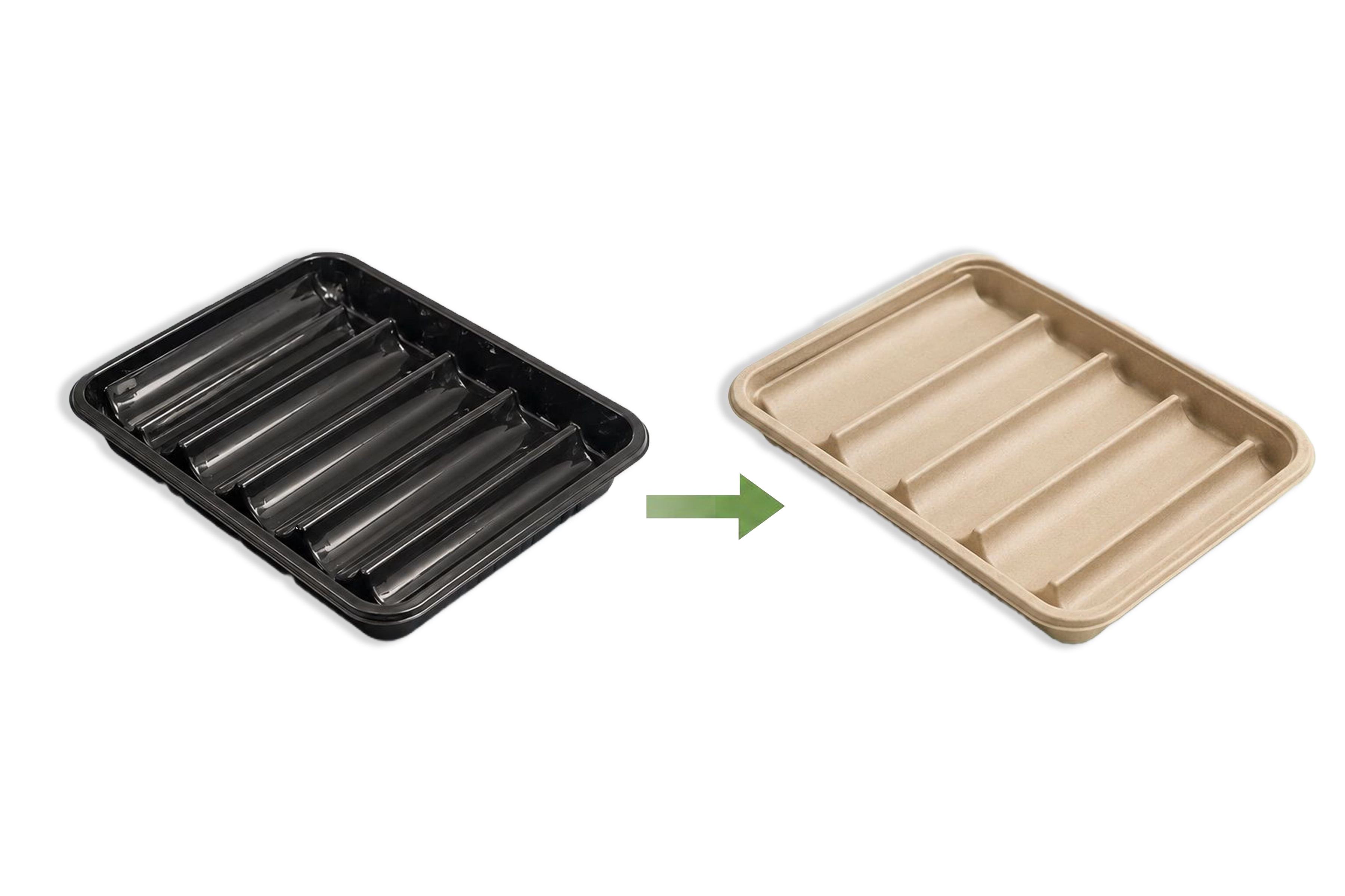 Plastic tray converting into QRCOPAR fibre tray