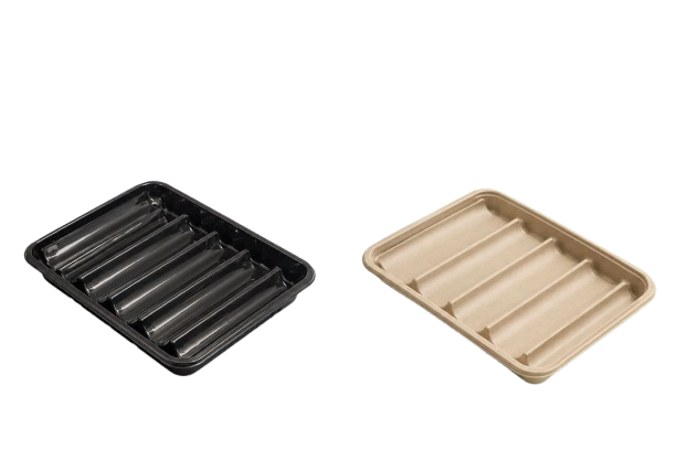 Plastic tray converting into QRCOPAR fibre tray